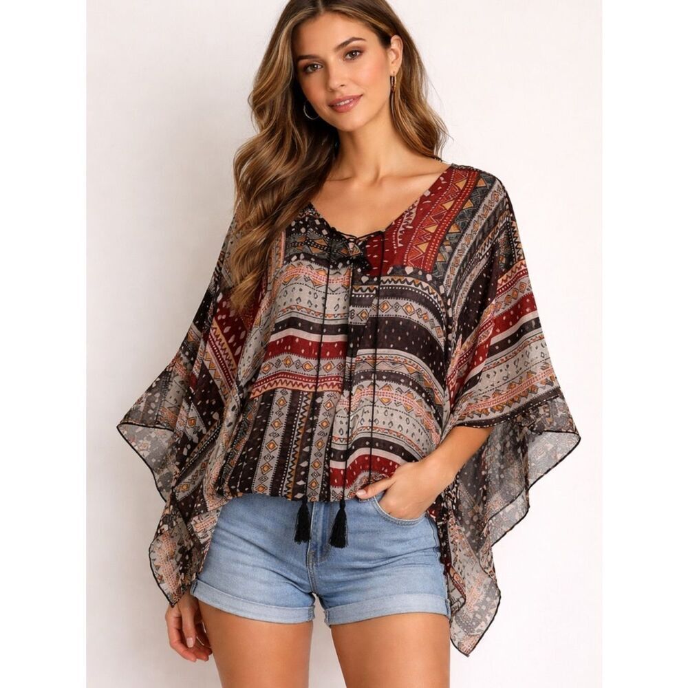 Sanctuary by Anthropologie Women’s Boho Flow Sleeve 100% Rayon Top Size Medium